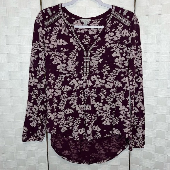 Lucky Brand Boho Mixed Peasant Top Women’s Size Small - Picture 6 of 12
